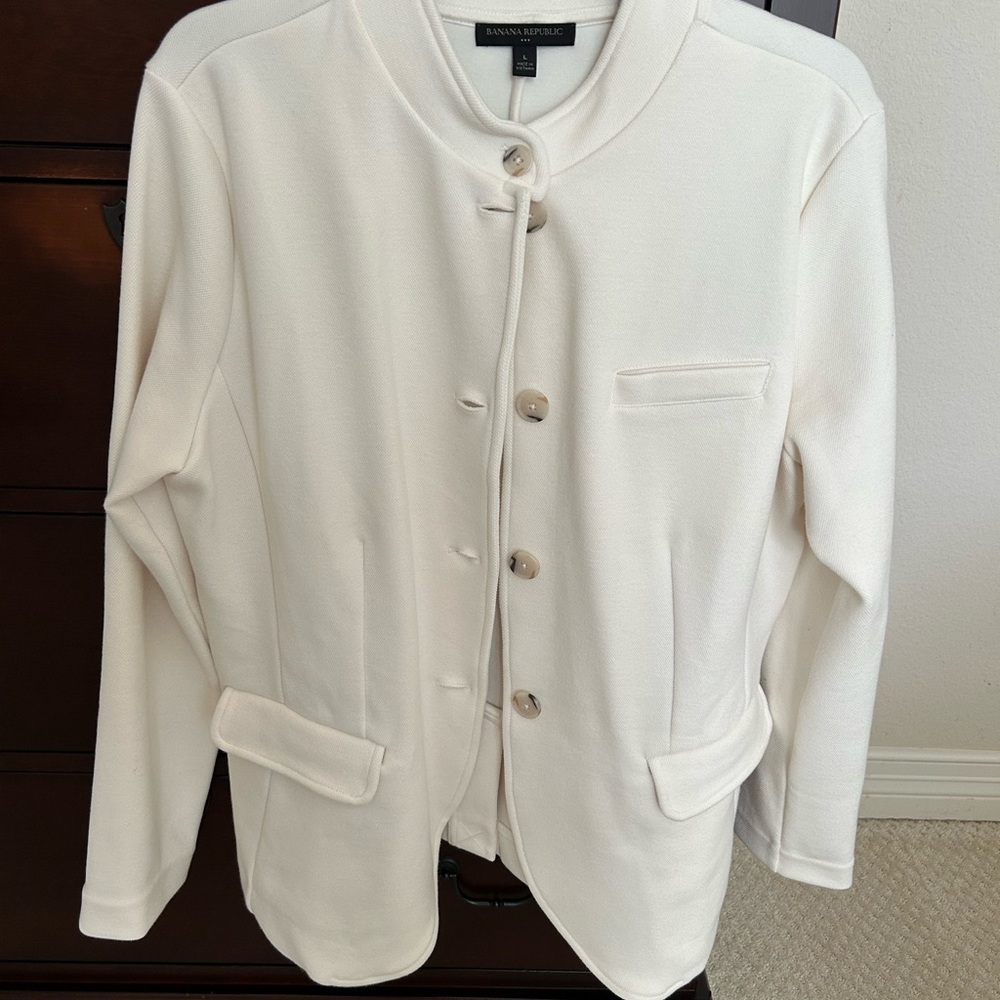 Banana Republic Women's Ivory Button-Front Blazer
